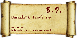 Benyák Izméne névjegykártya